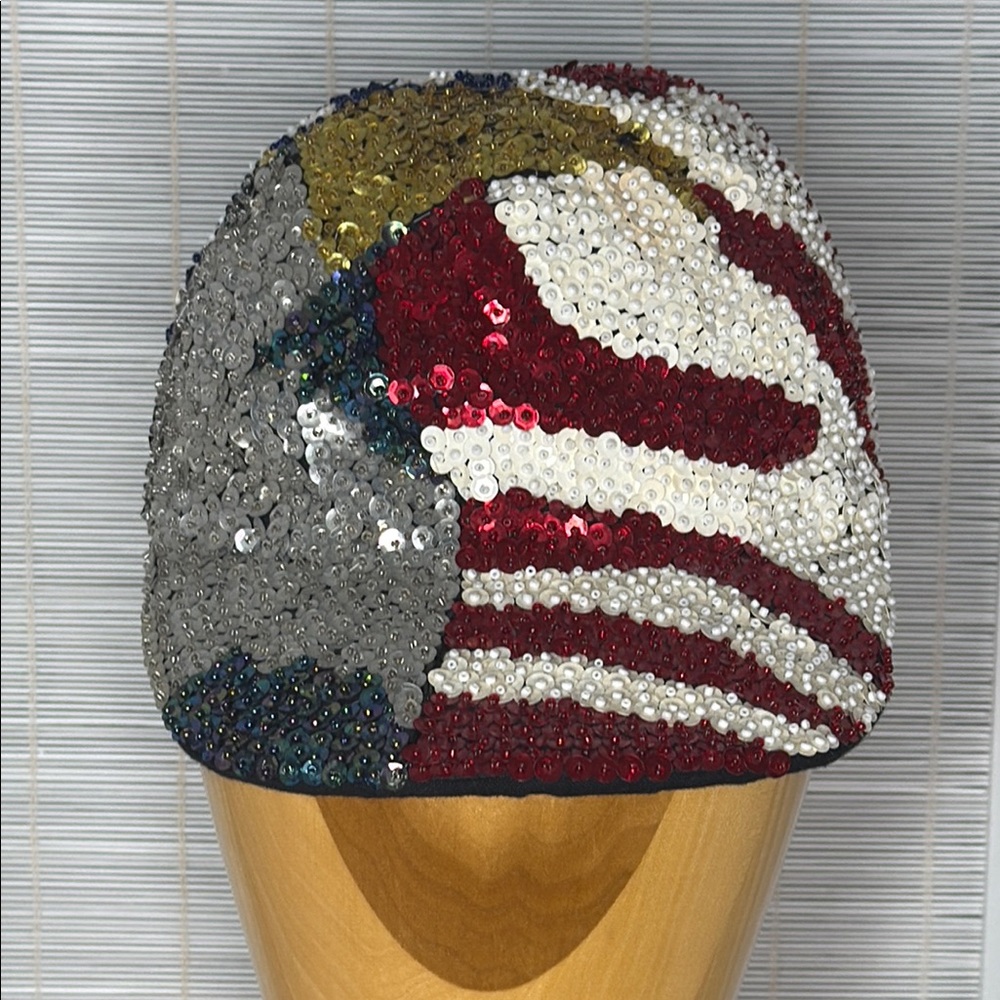 JC Vintage sequin USA patriotic hat cap